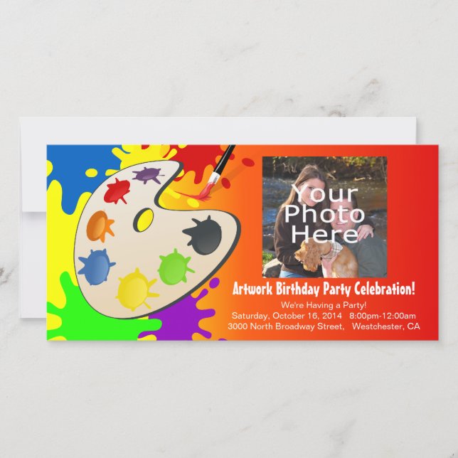 Colourful Paint Palette Art Painting Birthday Part (Front)