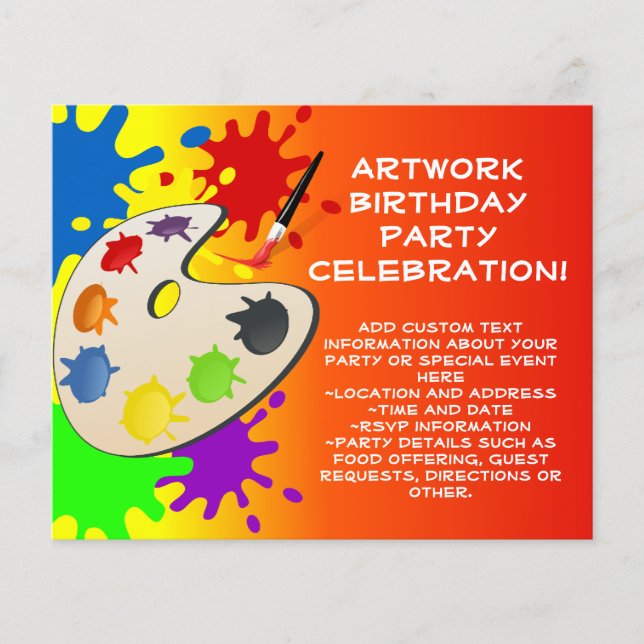 Colourful Paint Palette Art Painting Birthday Part (Front)