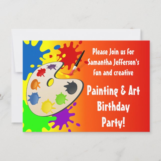Colourful Paint Palette Art Painting Birthday Part Invitation (Front)