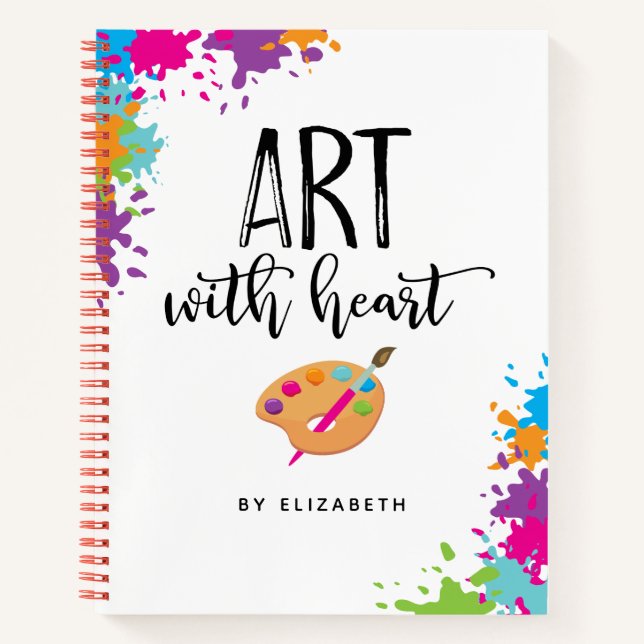 Colourful Paint Party Personalized Sketchbook Notebook (Front)