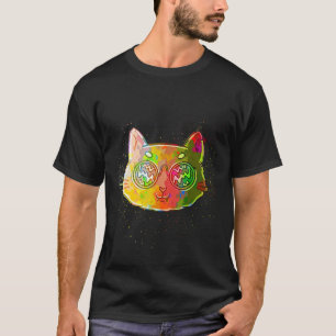 Colourful Paint Splash 80s Sunglasses Cat T-Shirt