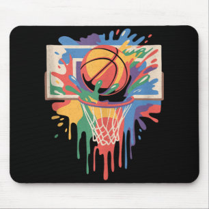 Colourful Paint Splash Basketball Artistic Slam Du Mouse Pad