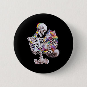 Colourful Paint Splash Cat And Skeleton Art Graphi 2 Inch Round Button