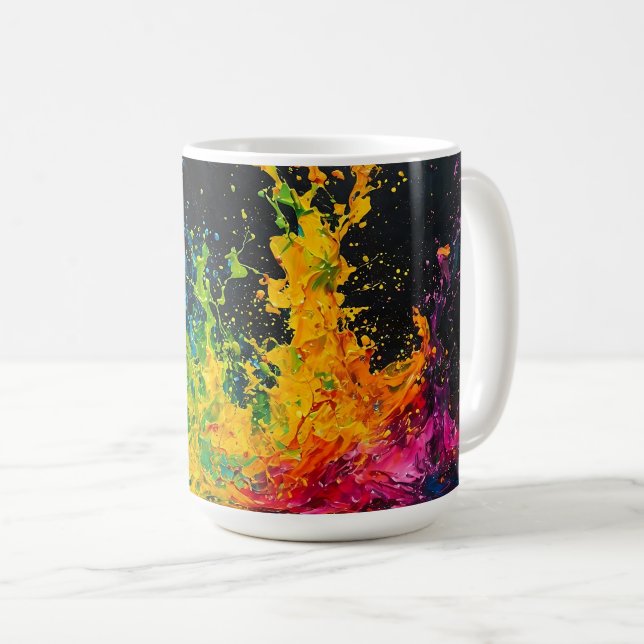 Colourful Paint Splash Coffee Mug (Front Right)