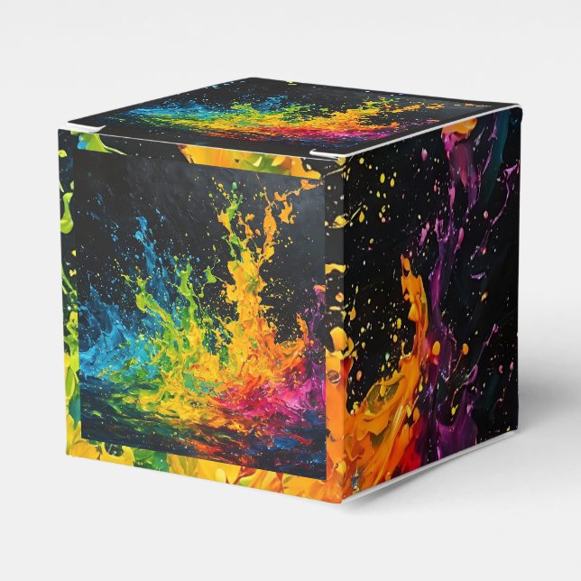 Colourful Paint Splash Favor Box (Front Side)