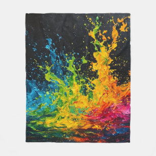 Colourful Paint Splash Fleece Blanket