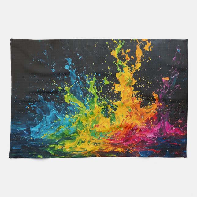 Colourful Paint Splash Kitchen Towel (Horizontal)