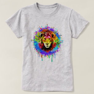 Colourful  Paint Splash Lion T-Shirt