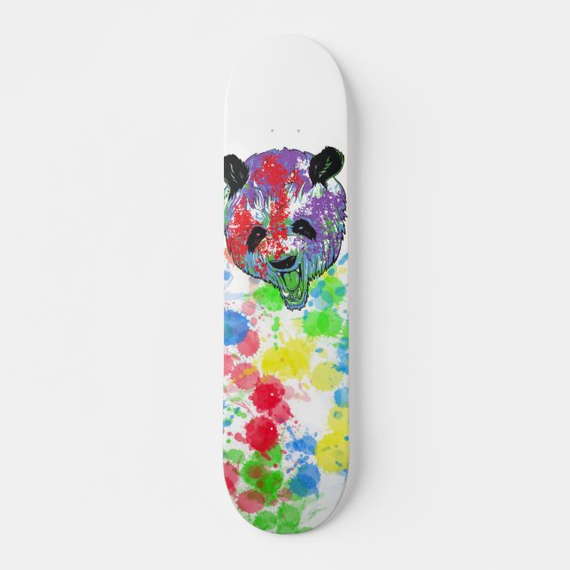 Colourful Paint Splash Panda Skateboard (Front)