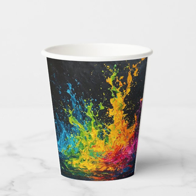 Colourful Paint Splash Paper Cups (Front)