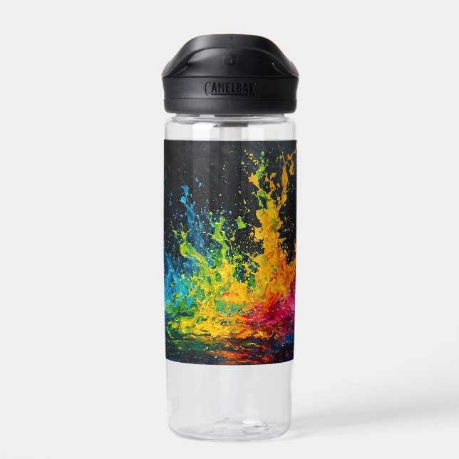 Colourful Paint Splash Water Bottle (Back)