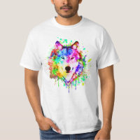 Colourful Paint Splash Wolf Art