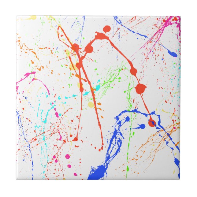 Colourful Paint Splats Tile (Front)
