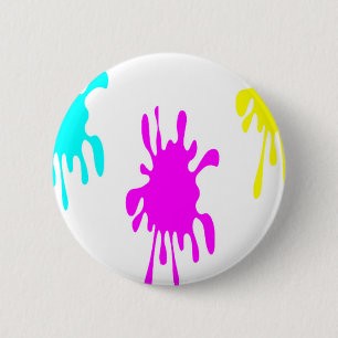 Colourful paint splatter 2 inch round button