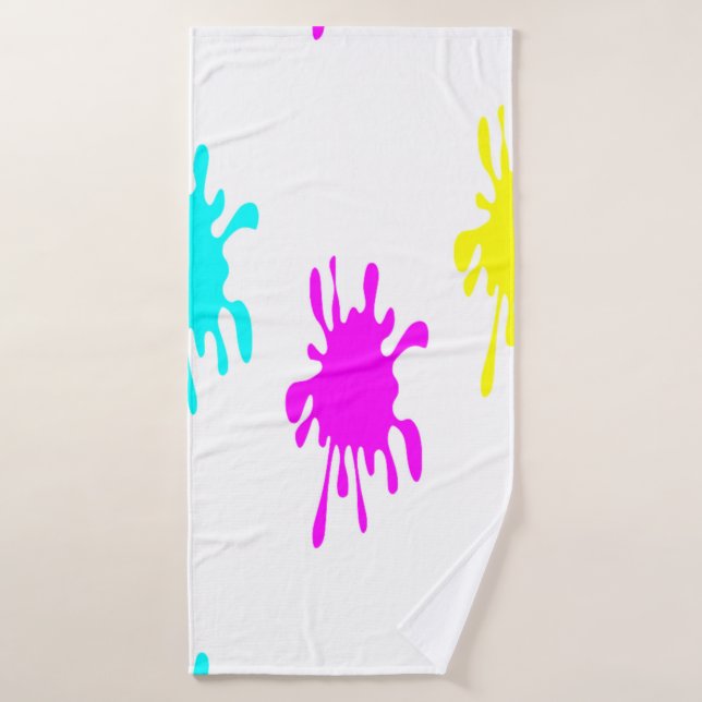 Colourful paint splatter bath towel (Bath Towel)