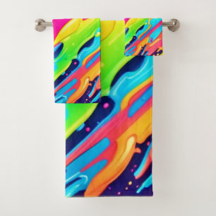 Colourful Paint Splatter Bath Towel Set