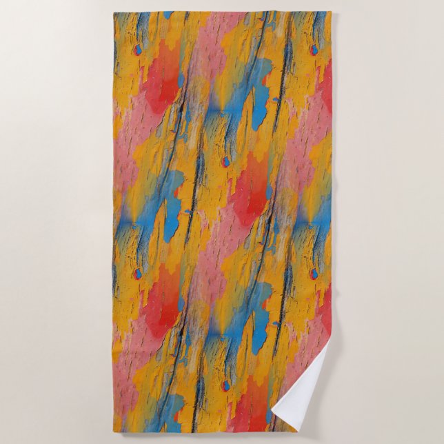 Colourful Paint Splatter Beach Towel (Front)