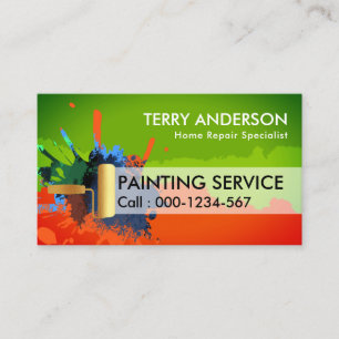 Colourful Paint Splatter Brush Painting Business Card