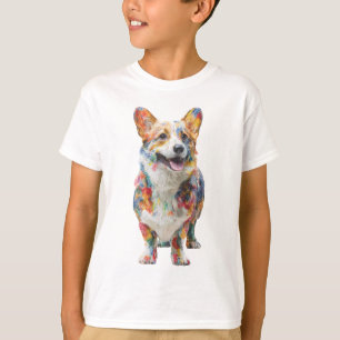 Colourful Paint Splatter Corgi Kids T-Shirt