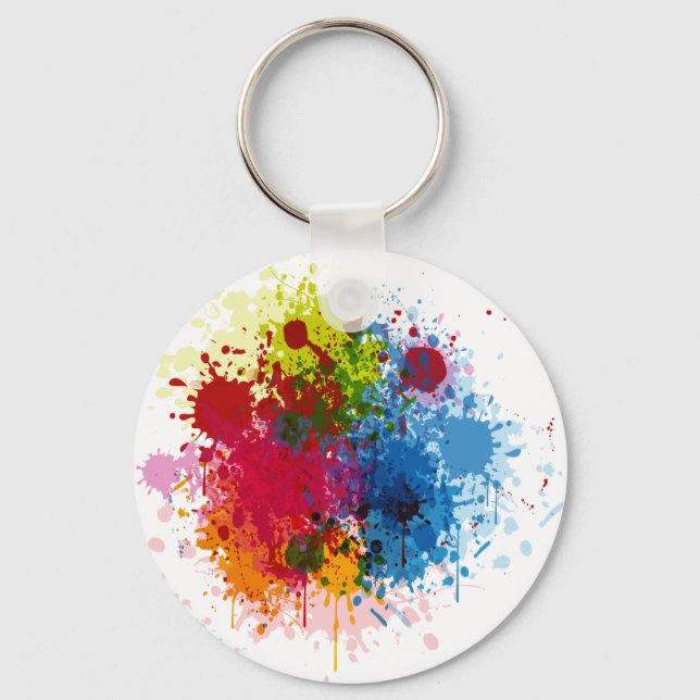 Colourful Paint Splatter Keychain (Front)