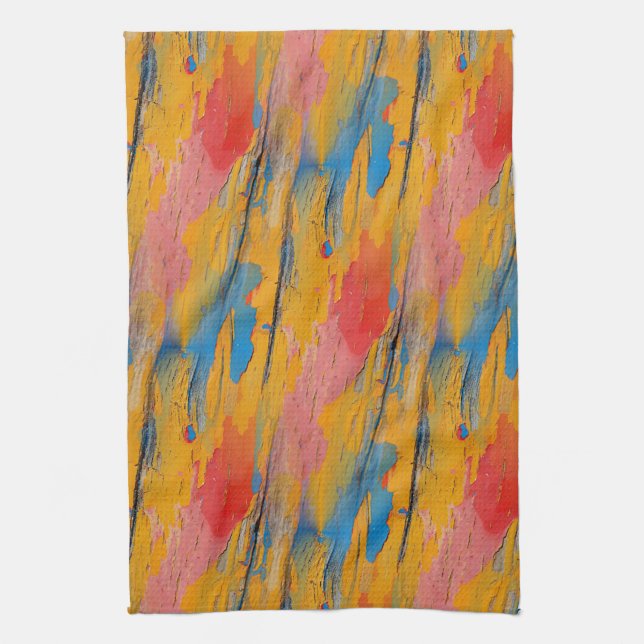 Colourful Paint Splatter Kitchen Towel (Vertical)