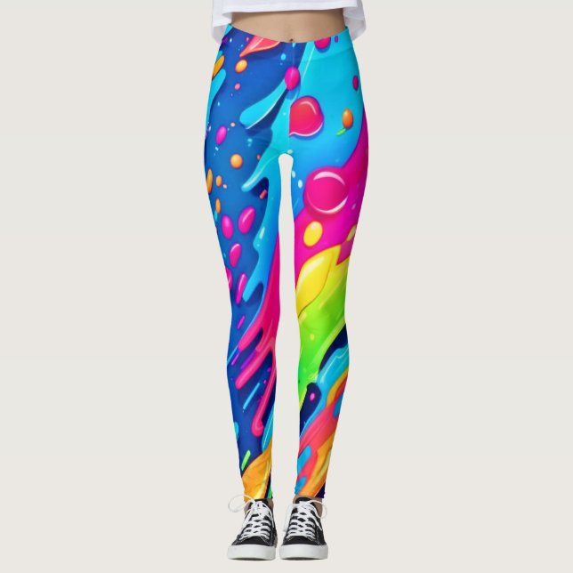 Colourful Paint Splatter Leggings (Front)