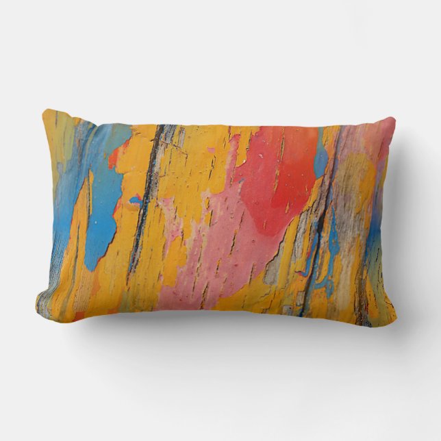 Colourful Paint Splatter Lumbar Pillow (Front)
