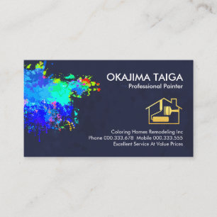 Colourful Paint Splatter On Wall Painter Business Card