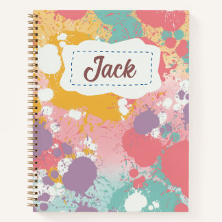 Colourful Paint Splatter Personalized Notebook