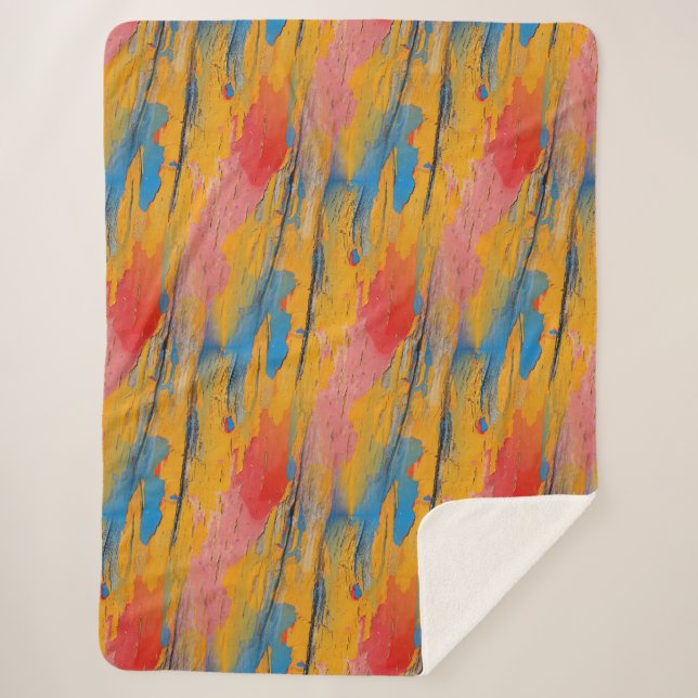 Colourful Paint Splatter Sherpa Blanket (Front)