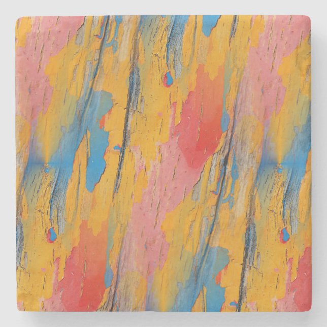 Colourful Paint Splatter Stone Coaster (Front)