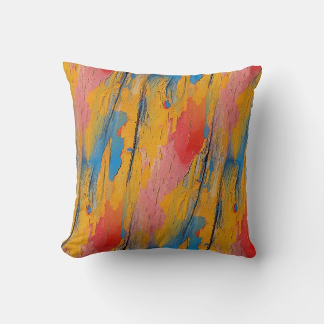 Colourful Paint Splatter Throw Pillow (Front)