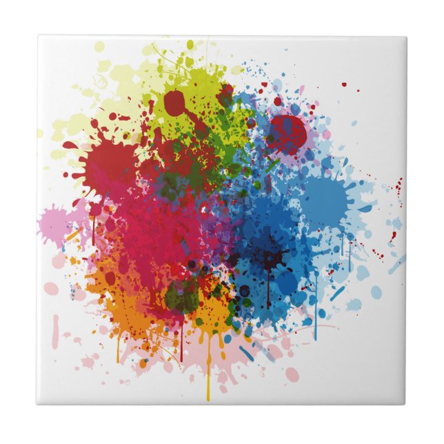 Colourful Paint Splatter Tile (Front)