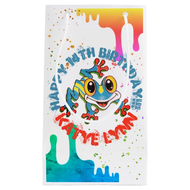 Colourful Paint Splatters and Drips Cute Fog Small Gift Bag (Front)