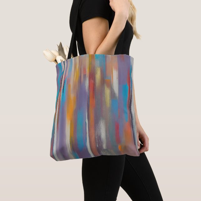 Colourful paint streaks tote bag (Close Up)