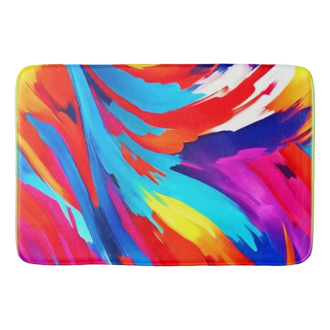 Colourful Paint Strokes Art Bath Mat (Front)