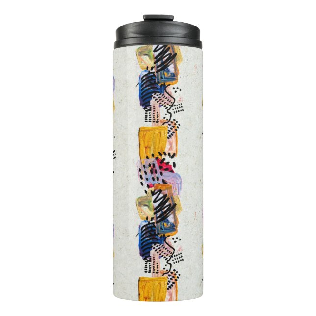 Colourful paint strokes: hand-drawn pattern. thermal tumbler (Front)