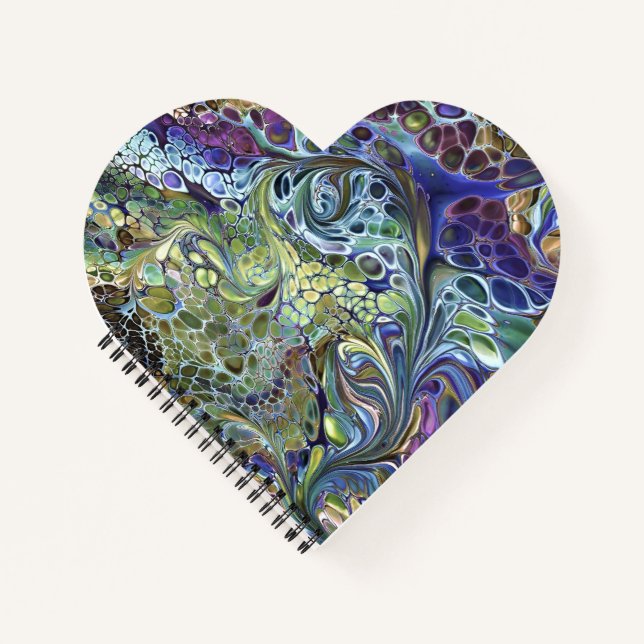 colourful paint swirl floral abstract notebook (Front)