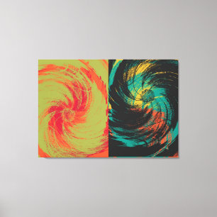 Colourful Paint Vintage Flower Art Design Abstract Canvas Print