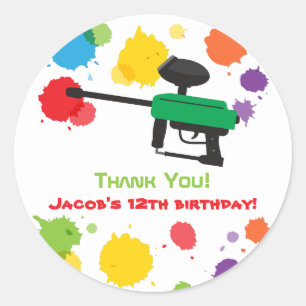 Colourful Paintball Boys Birthday Party Stickers