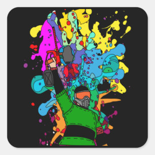 Colourful Paintball Motif Square Sticker