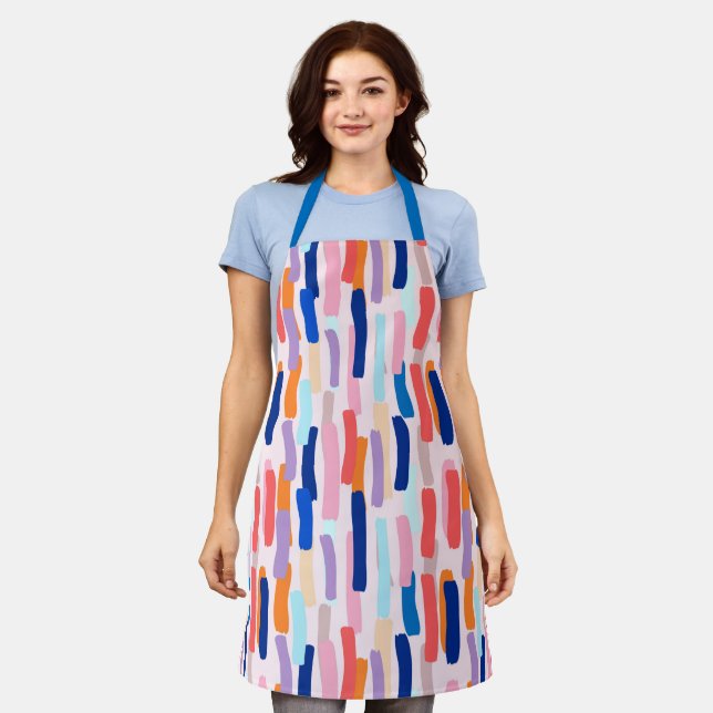 Colourful Paintbrush Stroke Pattern Apron (Worn)