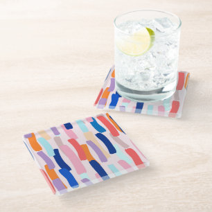 Colourful Paintbrush Stroke Pattern Glass Coaster