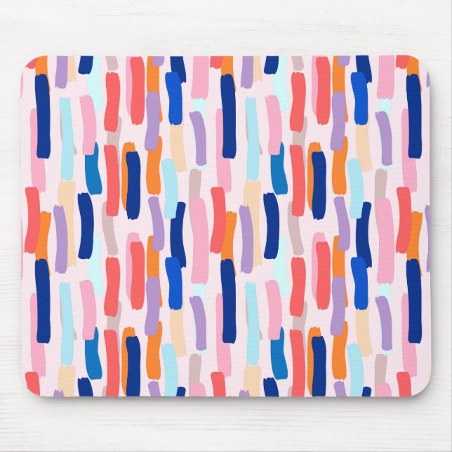 Colourful Paintbrush Stroke Pattern Mouse Pad (Front)