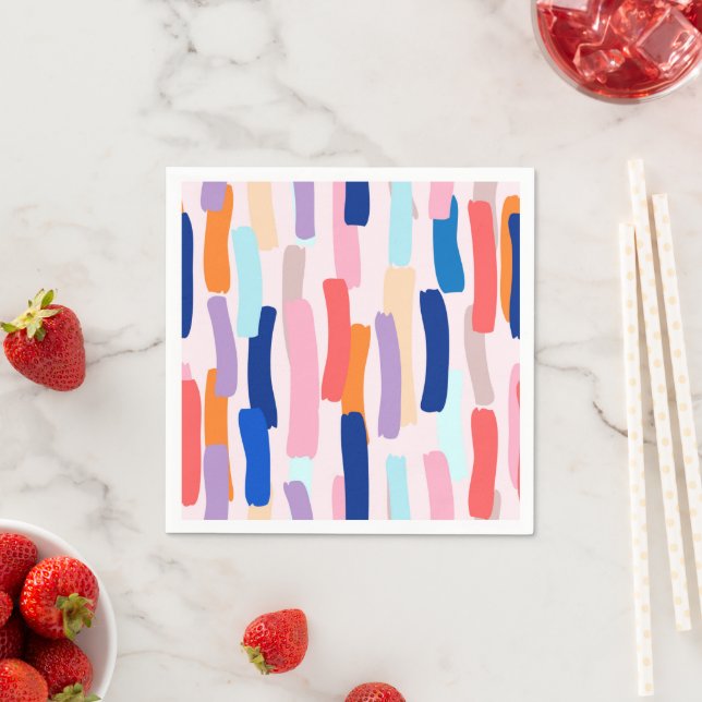 Colourful Paintbrush Stroke Pattern Napkin (Insitu)