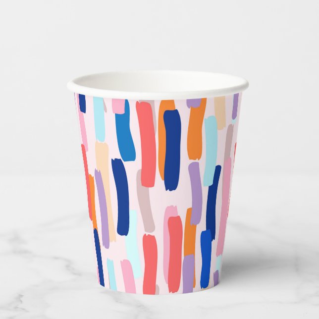 Colourful Paintbrush Stroke Pattern Paper Cups (Front)