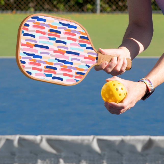 Colourful Paintbrush Stroke Pattern Pickleball Paddle (Insitu)
