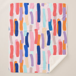 Colourful Paintbrush Stroke Pattern Sherpa Blanket