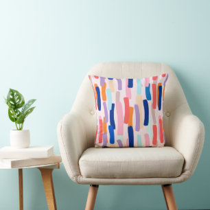 Colourful Paintbrush Stroke Pattern Throw Pillow