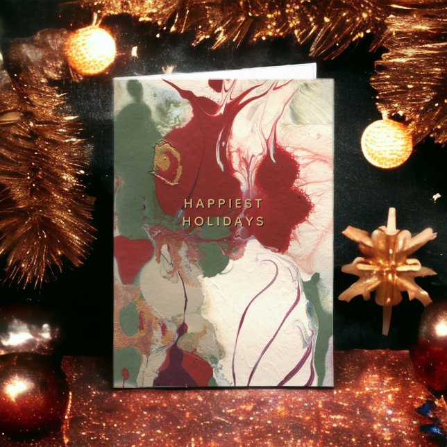Colourful Painted Abstract Happiest Holiday (A unique painted abstract contemporary holiday card.)